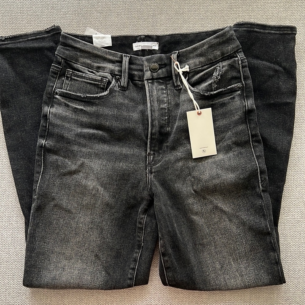 Good American good waist crop black jeans